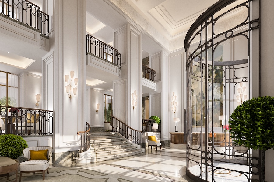Парадное лобби отеля Corinthia Rome