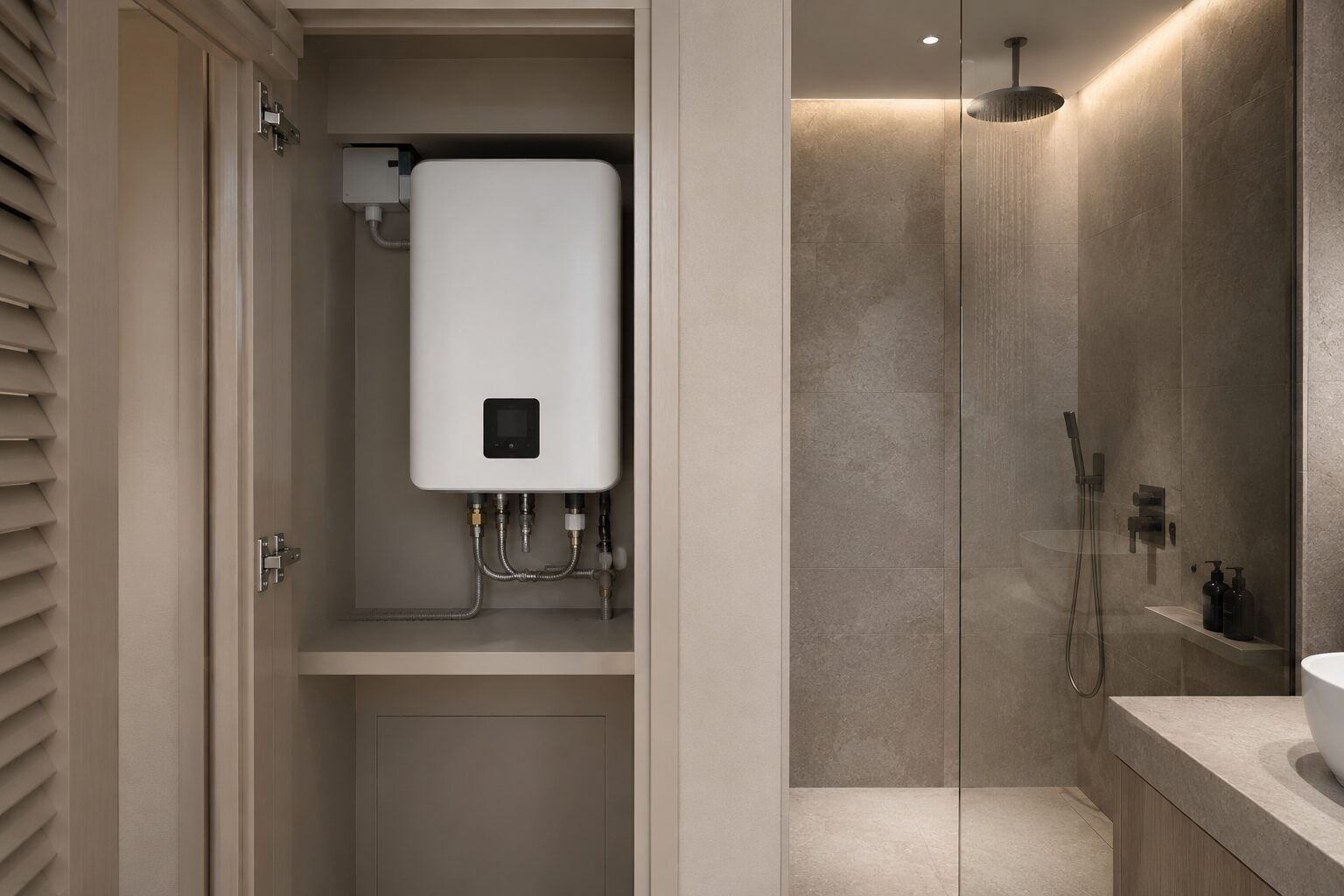 Renovation stage of a high-quality serviced apartment bathroom