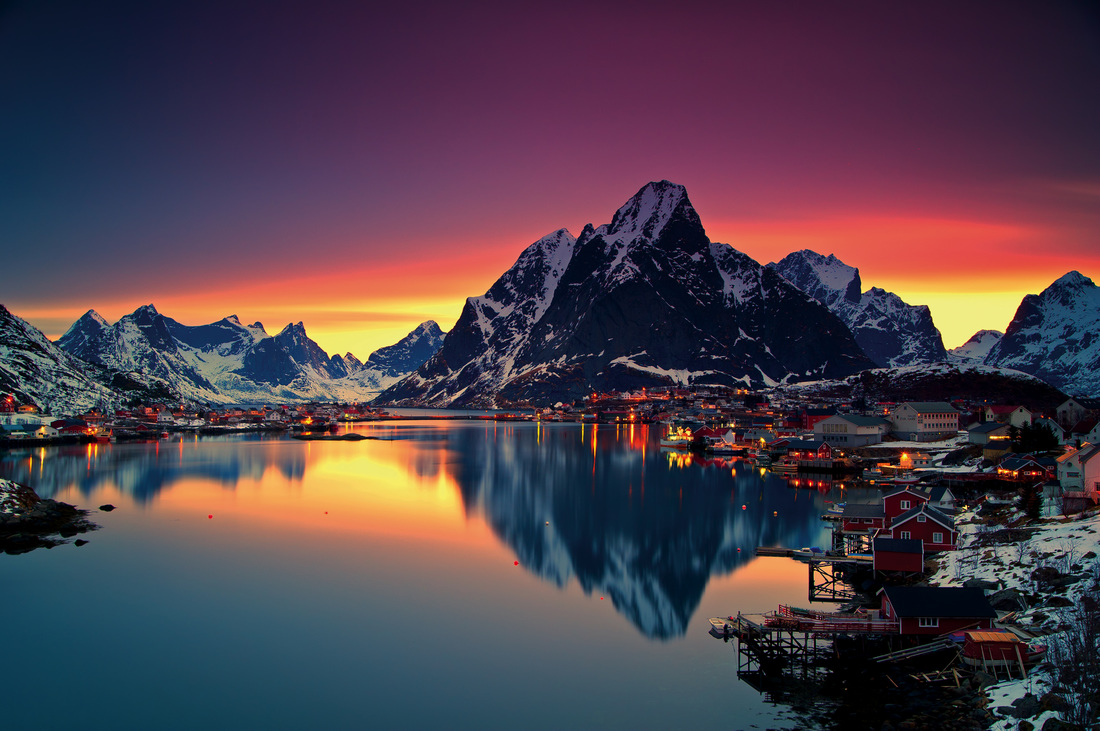 Красивые маленькие деревни - Lofoten, Норвегия